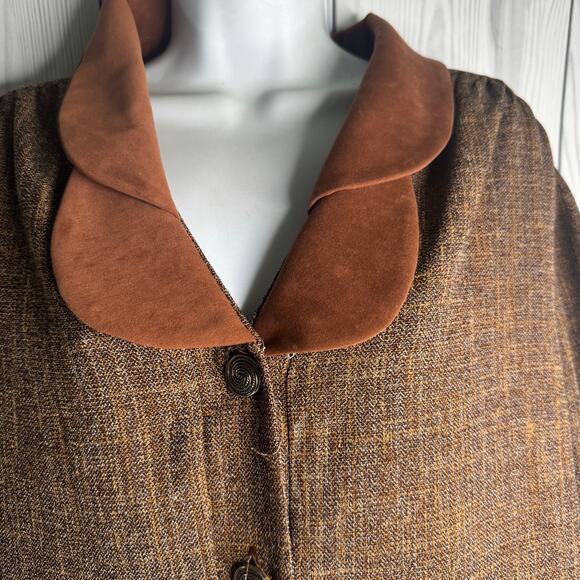 Vintage 1980 Brownstone Studio NY Shift Dress Velvet Collar Size 18P Lagenlook - Picture 2 of 10